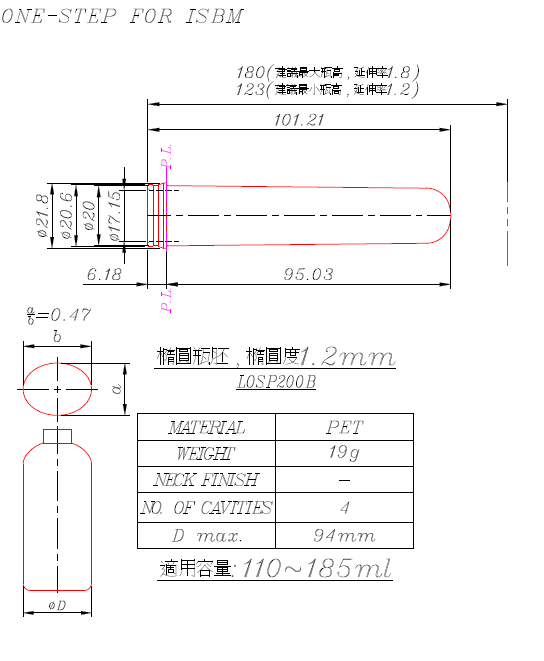 L0SP200B Preform and Bottles