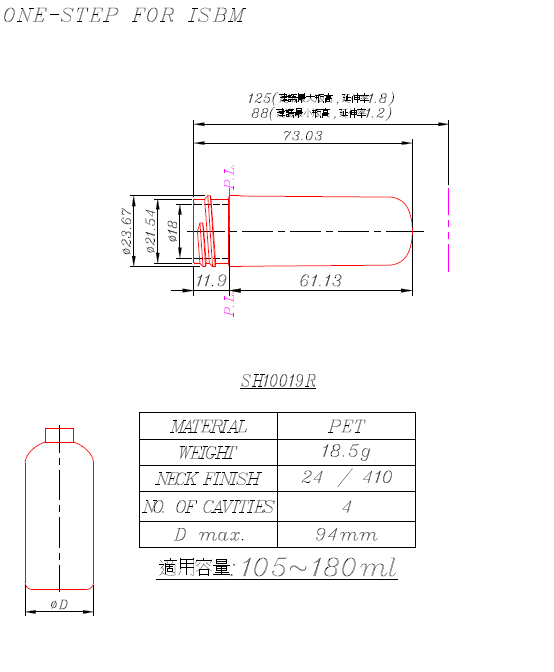 SH10019R Preform and Bottles