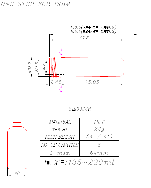 SH10022R Preform and Bottles