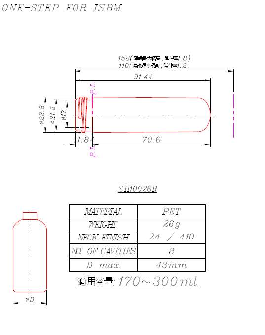 SH10026R Preform and Bottles