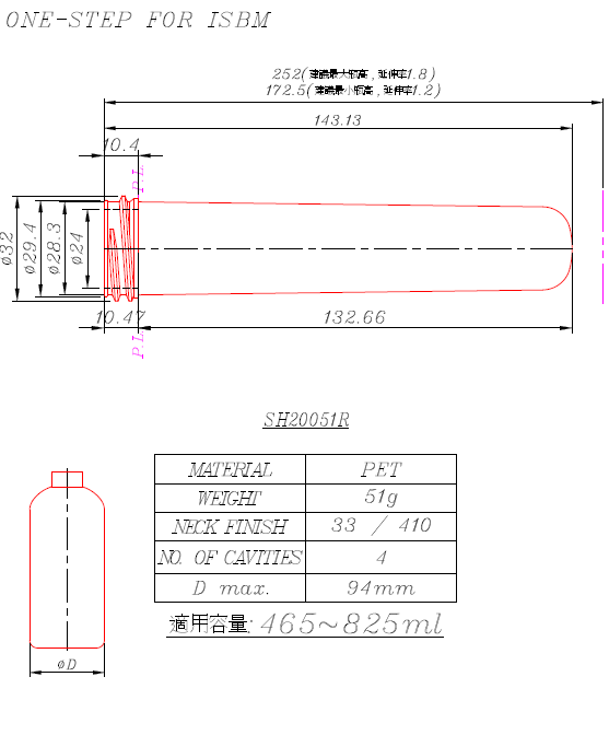 SH20051R Preform and Bottles