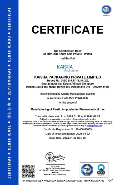 ISO 15378 - Kaisha Packaging