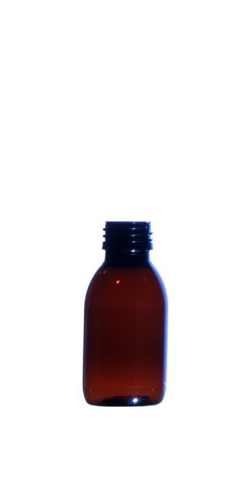 100ml Amber PET Pharma Sirop Bottle, 28mm ROPP Neck