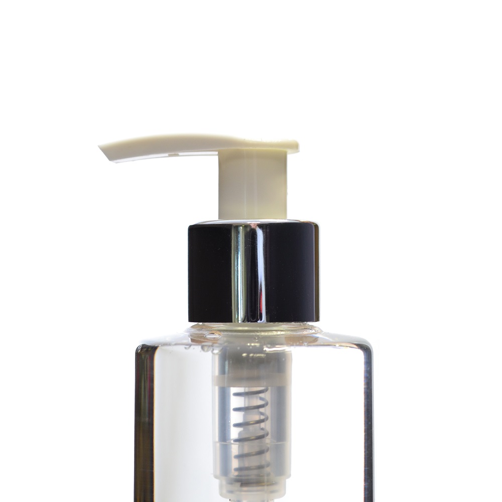 24/410 White Lotion Pump with Gloss Silver Collar, Diptube 180mm FBOG