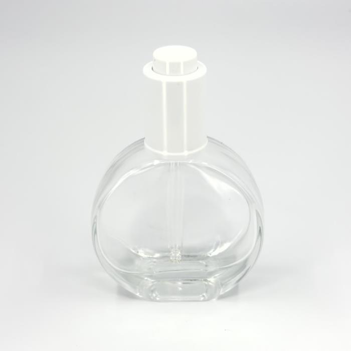 50ml Clear Glass Round Bottle with White Button Dropper and Wiper Insert