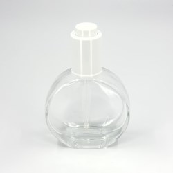 50ml Clear Glass Round Bottle with White Button Dropper and Wiper Insert