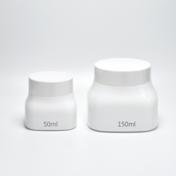 JG-SQ Opal White Glass Cosmetic Jars