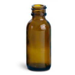 1 oz Amber Glass Round Bottles (Bulk), Caps NOT Included