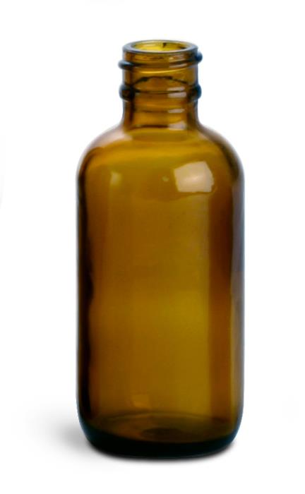 2 oz Amber Glass Round Bottles (Bulk), Caps NOT Included