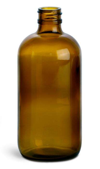 8 oz Amber Glass Round Bottles (Bulk), Caps NOT Included