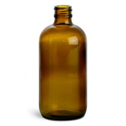 8 oz Amber Glass Round Bottles (Bulk), Caps NOT Included