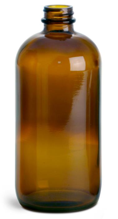 16 oz Amber Glass Round Bottles (Bulk), Caps NOT Included