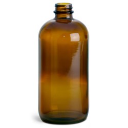 16 oz Amber Glass Round Bottles (Bulk), Caps NOT Included