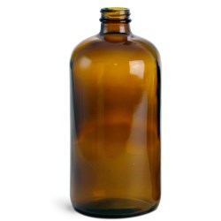 32 oz Amber Glass Round Bottles (Bulk), Caps NOT Included