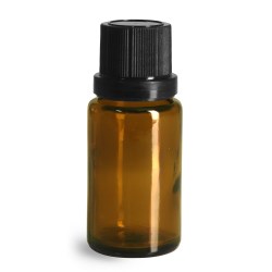 15 ml Glass Bottles, Amber Glass Euro Dropper Bottles w/ Black Tamper Evident Caps and Dropper Inserts