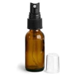 1 oz Amber Glass Round Bottles w/ Black Fine Mist Sprayers