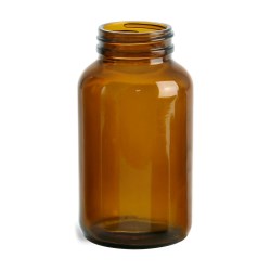 250 cc Amber Glass Pharmaceutical Round Bottles (Bulk), Caps NOT Included