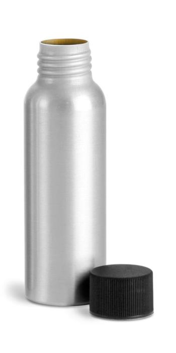 80 ml Aluminum Bottles w/ Lined Black Screw Caps