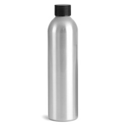 250 ml Aluminum Bottles w/ Lined Black Screw Caps