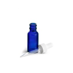 1/2 oz  Blue Glass Round Bottles w/ White Bulb Glass Droppers