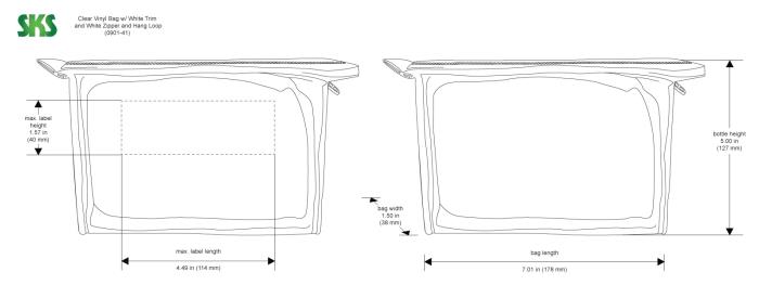 Clear Vinyl Bags with White Trim and Travel Size Containers