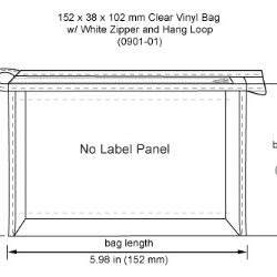 Clear Vinyl Bags w/ White Zipper and Hang Loop