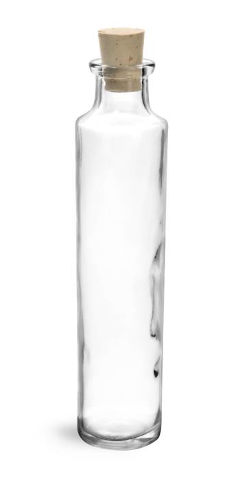 4 oz  Clear Glass Tall Cylinder Bottles w/ Corks