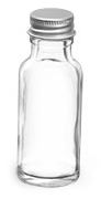 1/2 oz  Clear Glass Round Bottles w/ Lined Aluminum Caps