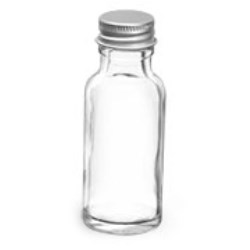 1/2 oz  Clear Glass Round Bottles w/ Lined Aluminum Caps