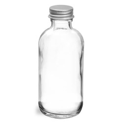 2 oz  Clear Glass Round Bottles w/ Lined Aluminum Caps