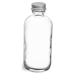 4 oz  Clear Glass Round Bottles w/ Lined Aluminum Caps