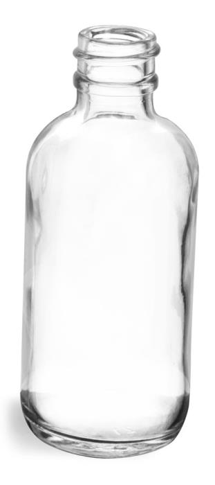 2 oz Clear Glass Round Bottles (Bulk), Caps NOT Included