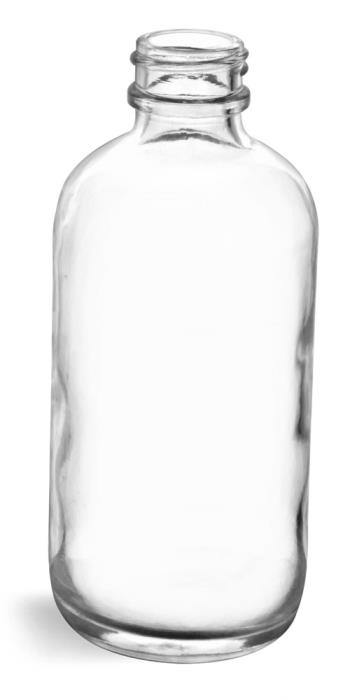 4 oz Clear Glass Round Bottles (Bulk), Caps NOT Included