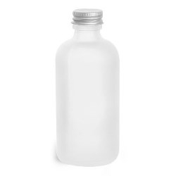 4 oz Frosted Glass Round Bottles w/ Lined Aluminum Caps