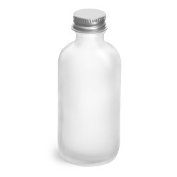 2 oz Frosted Glass Round Bottles w/ Lined Aluminum Caps