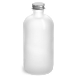 8 oz Frosted Glass Round Bottles w/ Lined Aluminum Caps