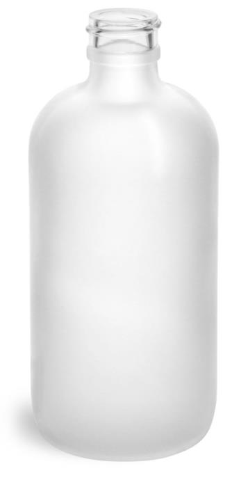 8 oz Frosted Glass Round Bottles (Bulk), Caps NOT Included