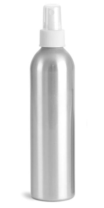 250 ml Aluminum Bottles w/ White Fine Mist Sprayers