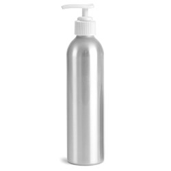 250 ml Aluminum Bottles w/ White Lotion Pumps