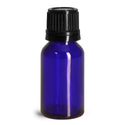 15 ml Glass Bottles, Cobalt Blue Glass Euro Dropper Bottles w/ Black Tamper Evident Caps & Orifice Reducer