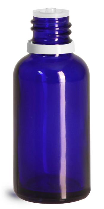 30 ml Glass Bottles, Cobalt Blue Glass Euro Dropper Bottles w/ White Tamper Evident Caps & Orifice Reducer