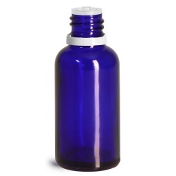 30 ml Glass Bottles, Cobalt Blue Glass Euro Dropper Bottles w/ White Tamper Evident Caps & Orifice Reducer