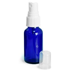 1 oz Blue Cobalt Glass Round Bottles w/ White Fine Mist Sprayers