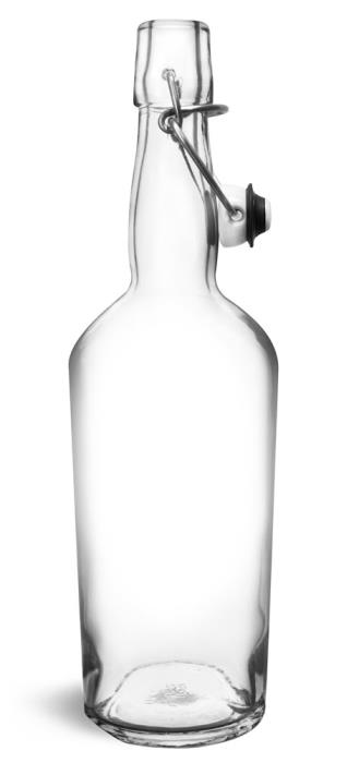 750 ml Glass Bottles, Clear Glass Swing Top Bottles