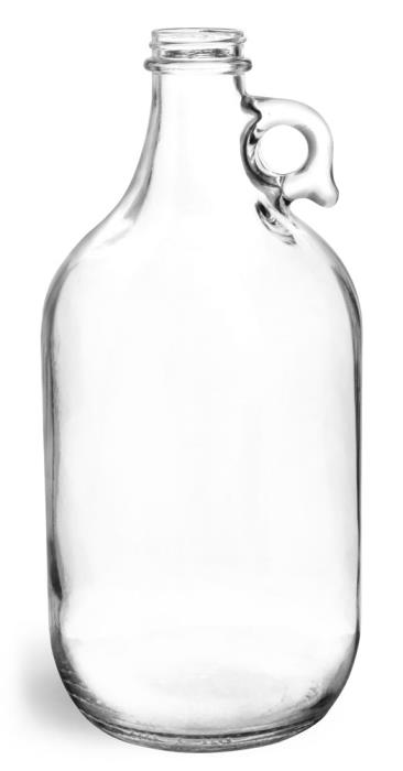 64 oz Clear Glass Round Jugs (Bulk), Caps NOT Included