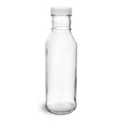 12 oz Clear Glass Stout Bottles w/ White Metal Caps