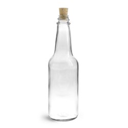 10 oz Clear Glass Sauce Bottles w/ Cork Stoppers