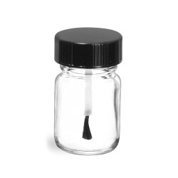 15 cc Clear Pharmaceutical Round Bottles w/ Black Brush Caps