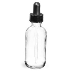 2 oz  Clear Glass Round Bottles w/ Black Bulb Glass Droppers