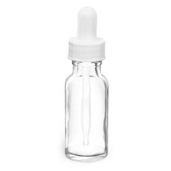 1/2 oz Clear Glass Round Bottles w/ White Bulb Glass Droppers